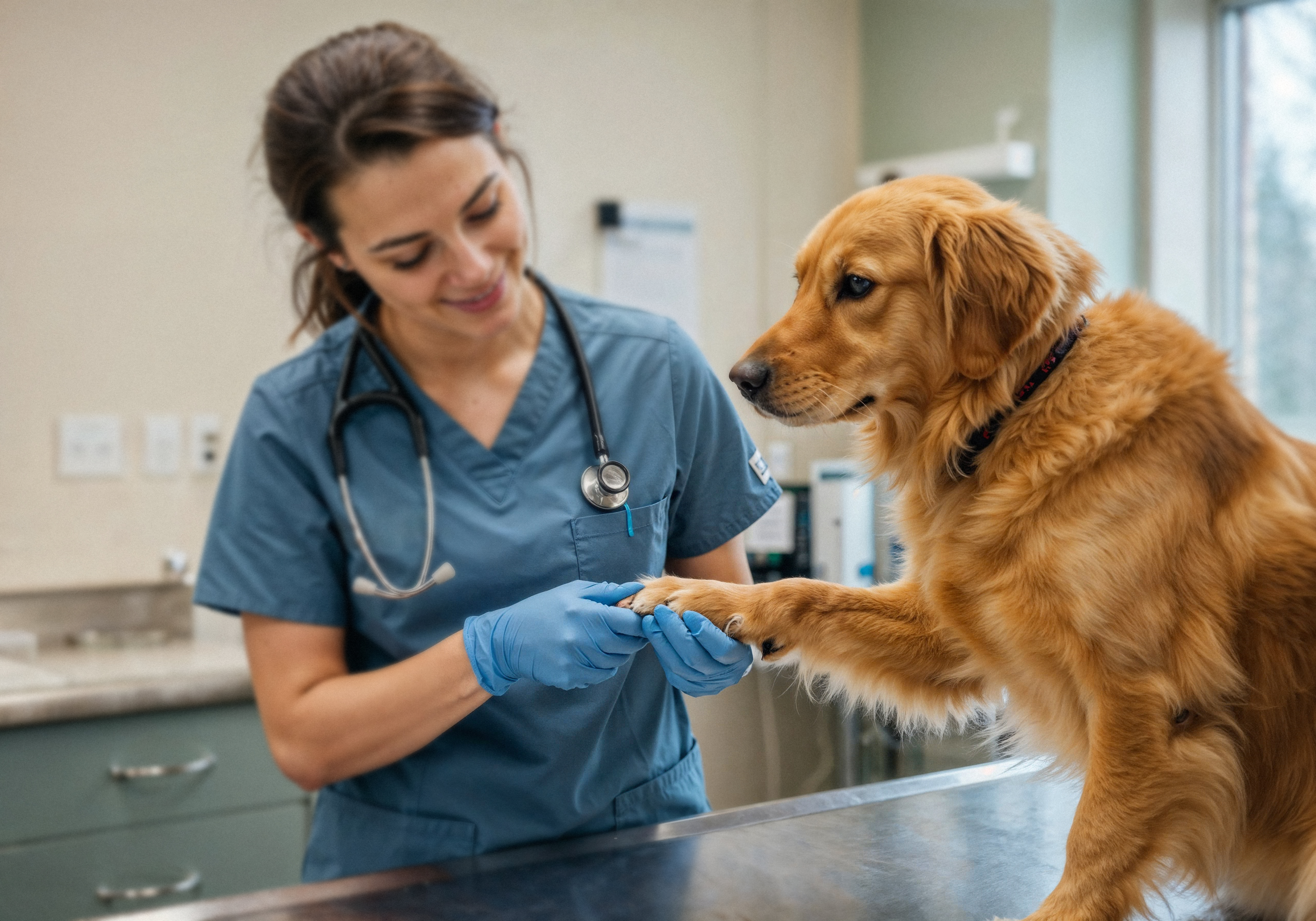 Veterinary with dog
